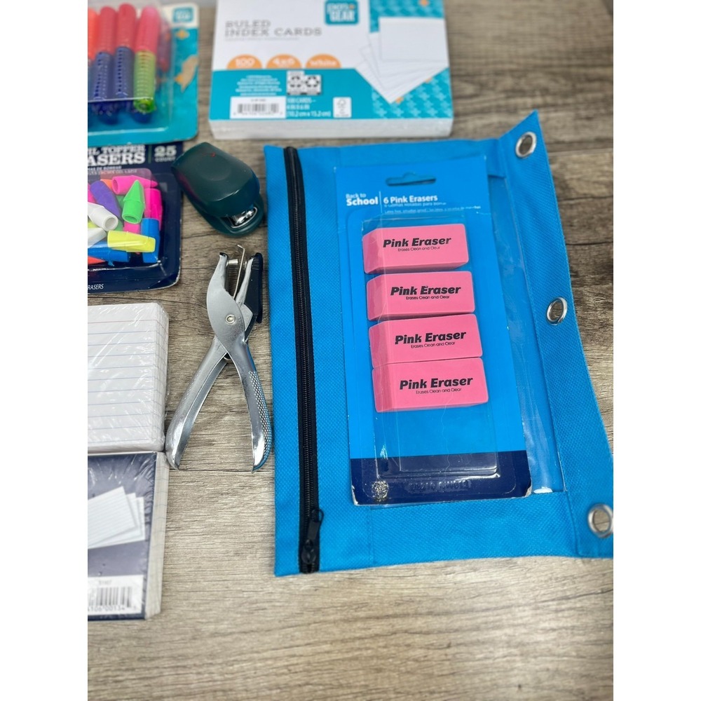 School Supply Lot, Nappco Pencils, 300 Index Cards, Pencil Case, Erasers Etc - Picture 5 of 12